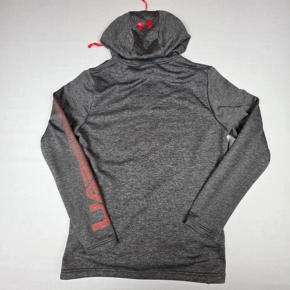 Under Armour ColdGear 1325145 Full Zip Hoodie Mens Medium Gray Red Polyester